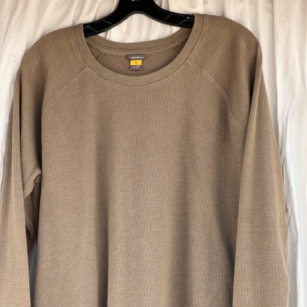 Eddie Bauer Olive Green Waffle Knit Crew Neck Raglan Sleeves Tunic Plus Size